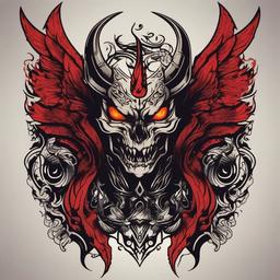 Inner Demon Tattoo-Bold and symbolic tattoo featuring the theme of inner demons, capturing personal struggles and triumphs.  simple color vector tattoo
