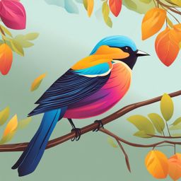 bird clipart - colorful bird perched on a branch, full of life. 