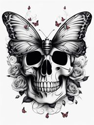 Skull butterfly tattoo,Unique tattoos combining skulls and butterflies. tattoo design, white background