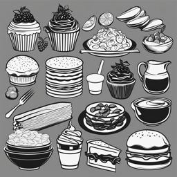 food clipart black and white - displaying culinary delights. 