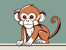 Monkey cartoon  minimal, white background