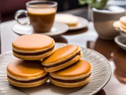 alfajores in a cozy café - enjoying alfajores with dulce de leche filling at a charming café. 