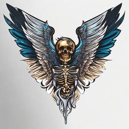 angel skeleton tattoo  simple vector color tattoo