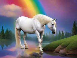 Unicorn With Rainbow Background  