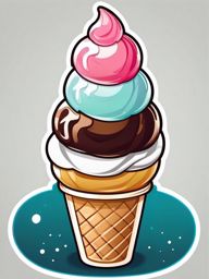 Cute Ice Cream sticker- Sweet Frozen Delight, , color sticker vector art