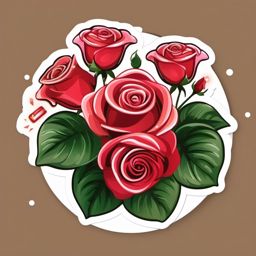 Bouquet of Roses and Diamond Ring Emoji Sticker - Romantic proposal, , sticker vector art, minimalist design