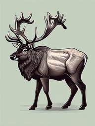 Caribou cartoon - large, antlered animal in northern regions  