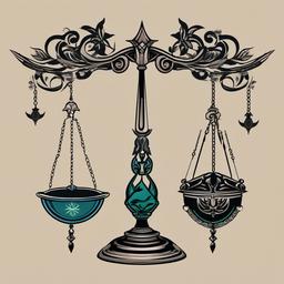 libra and taurus combined tattoo  simple vector color tattoo