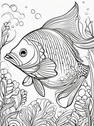 Fish Coloring Pages - Fish with a whimsical design and patterns  simple coloring pages