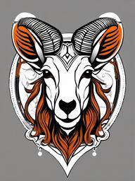 Best Goat Tattoo - A tattoo design recognized for its excellence in portraying goats.  simple color tattoo design,white background