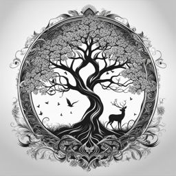 tree of life tattoo black and white design 