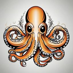 Octopus Tattoo Art - Celebrate the artistic expression of octopus-inspired tattoo designs.  simple vector color tattoo,minimal,white background