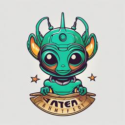 Alien Tattoo Toy Story - Nostalgic charm meets extraterrestrial fun in a Toy Story-inspired alien tattoo.  simple color tattoo,vector style,white background