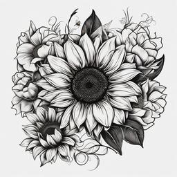 sunflower bee tattoo  vector tattoo design