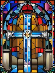 Cross clipart - cross in a stained glass window  