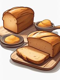 Bread clipart - Loaf of bread on a table.  vector style illustration, white background