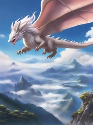 kanna kamui - takes flight as a dragon, soaring over a breathtaking mountain range. 