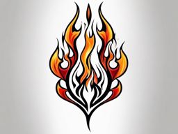 flames tattoo  simple color tattoo style,white background