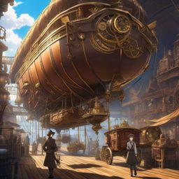 Mechanical steampunk airship expedition. anime, wallpaper, background, anime key visual, japanese manga