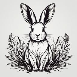 tattoo of a rabbit  minimalist color tattoo, vector