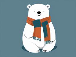 January clipart - polar bear wearing a scarf in January  color,minimalist,vector clipart