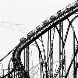 drawing of roller coaster  minimal rough scribbles,doodles,black and white