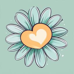 Daisy clipart - daisy with a heart in the center  color,minimalist,vector clipart