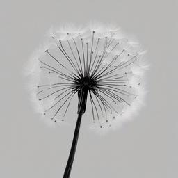 drawing of dandelion  minimal rough scribbles,doodles,black and white