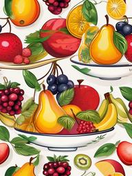 Fruit clipart - fruits in a decorative bowl  