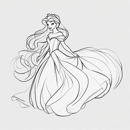 sketch of disney princess  minimal rough sketch scribbles,doodles,black and white