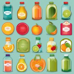 Fruit clipart - fruit juice bottles with labels  