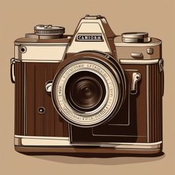 Camera Clipart - Vintage camera capturing memories in sepia tones.  color clipart, minimalist, vector art, 