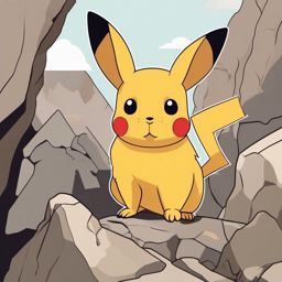 Pika Clip Art - Pika with round ears in rocky terrain,  color vector clipart, minimal style