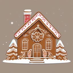 Gingerbread House clipart - gingerbread house with gingerbread people  color,minimalist,vector clipart