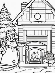 Chimney Coloring Pages - Santa's Entry Point for Deliveries  minimal black outline printable sheet, coloring page