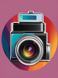 Camera Lens Sticker - Close-up of a camera lens, ,vector color sticker art,minimal