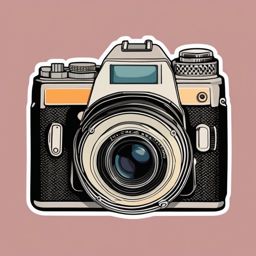 Camera Sticker - Vintage camera illustration, ,vector color sticker art,minimal