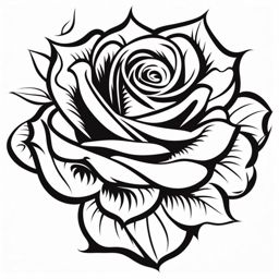 Rose tattoo stencil, Design templates used by tattoo artists for creating rose-themed tattoos.  vivid colors, white background, tattoo design