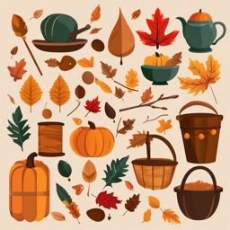 Fall Crafting clipart - Crafting with fall-themed materials, ,vector color clipart,minimal