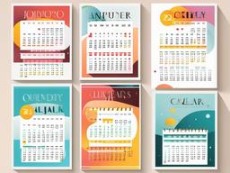 Calendar clipart - calendar with motivational quotes  color,minimalist,vector clipart