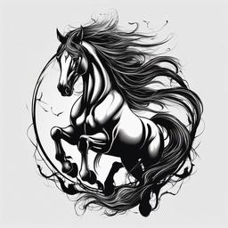 Demon Horse Tattoo - Explore the mystical and dark with a demon horse tattoo, featuring designs that capture the supernatural and eerie aspects of these mythical creatures.  simple tattoo,minimalist,white background