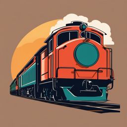 Locomotive Train Travel Clipart - A locomotive engine pulling a train.  color vector clipart, minimal style
