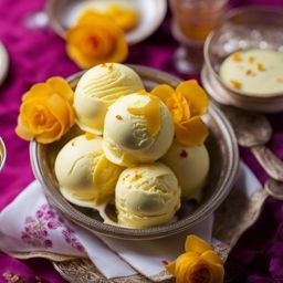 rosewater and saffron ice cream, an iranian specialty, enjoyed at a persian new year celebration. 