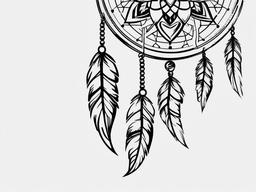 Dream Catcher Name Tattoo - Tattoo featuring a dream catcher with a name incorporated.  simple vector tattoo,minimalist,white background