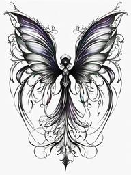 gothic fairy wings tattoo  simple color tattoo,white background