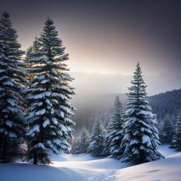 Snow Background Wallpaper - pine tree with snow background  