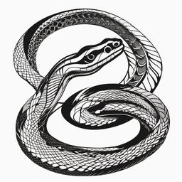 Black and White Snake Tattoo - Minimalistic snake tattoo in black and white.  simple vector tattoo,minimalist,white background