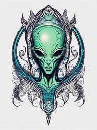 Alien Peace Tattoo - Meaningful expression of desire for universal peace in an alien peace tattoo.  simple color tattoo,vector style,white background