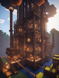 steampunk factory with towering smokestacks - minecraft house design ideas 