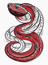 Red Snake Tattoo - Tattoo featuring a red-colored snake.  simple vector tattoo,minimalist,white background